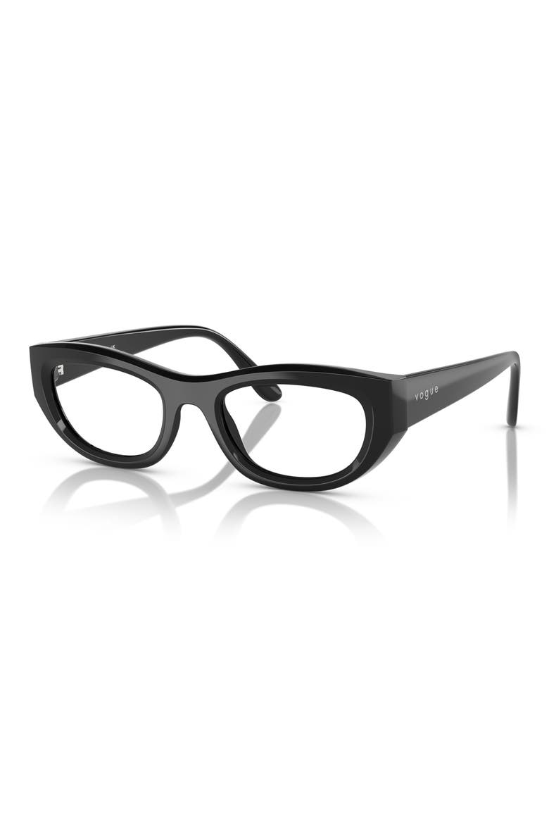 49mm Oval Optical Glasses, Alternate, color, BLACK