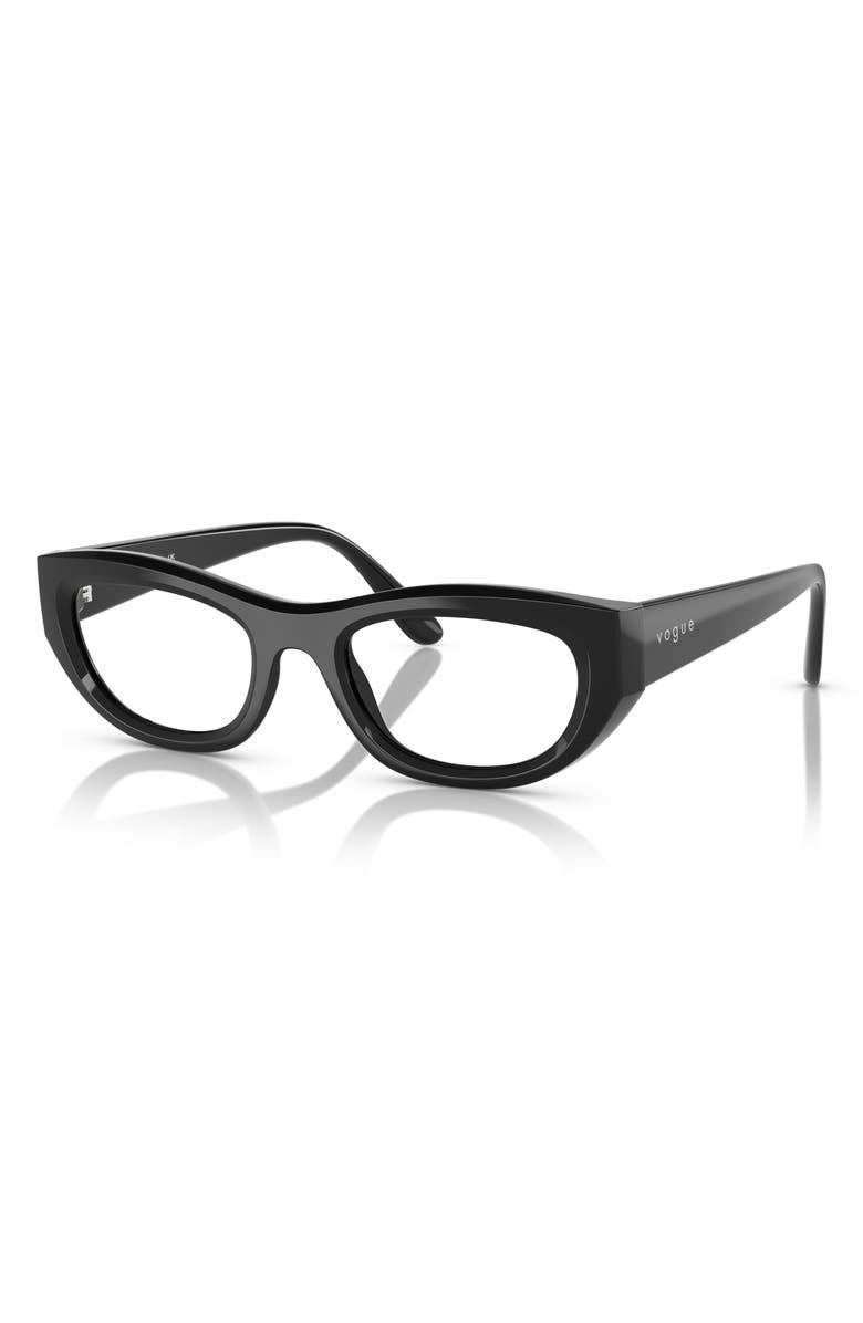 VOGUE 51mm Oval Optical Glasses, Alternate, color, Black