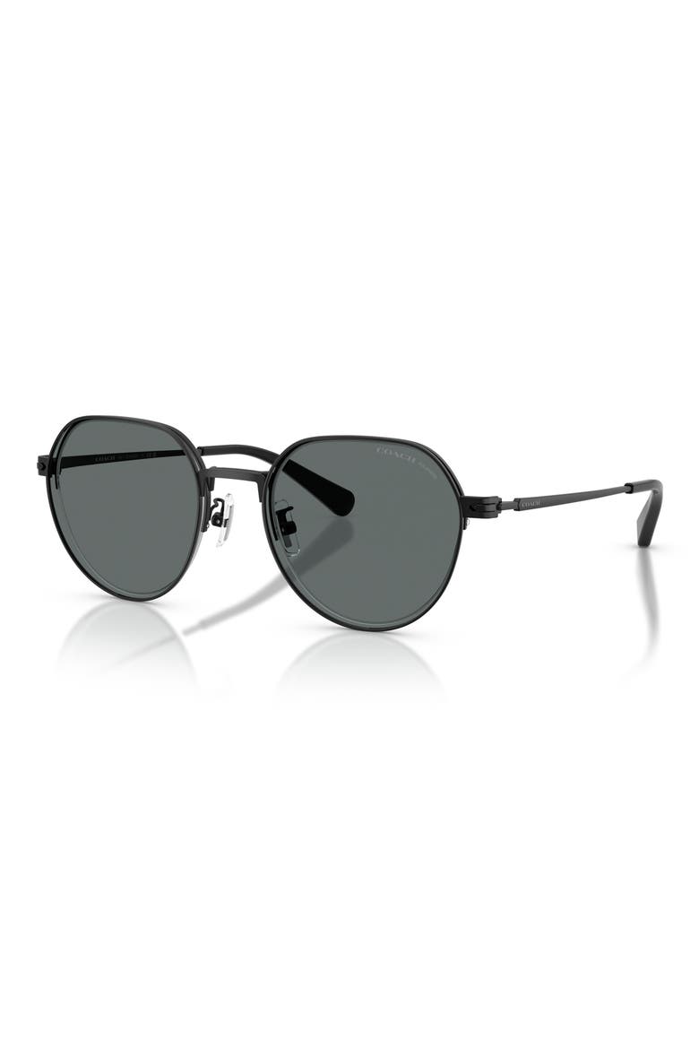 52mm Polarized Irregular Sunglasses, Alternate, color, SATIN BLACK / GREY SOLID POLAR