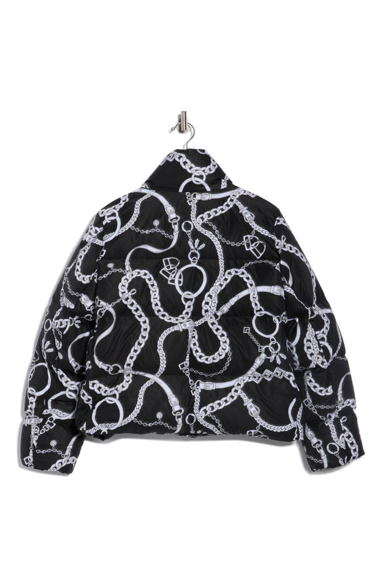 Stowe Chain Print Puffer, Alternate, color, BLACK/ WHITE BUCKLE CHAIN