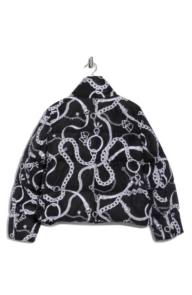 L'AGENCE Stowe Chain Print Puffer, Alternate, color, Black/ White Buckle Chain