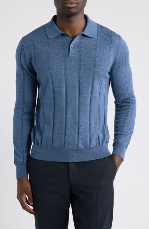 Regular Fit Long Sleeve Wool Polo