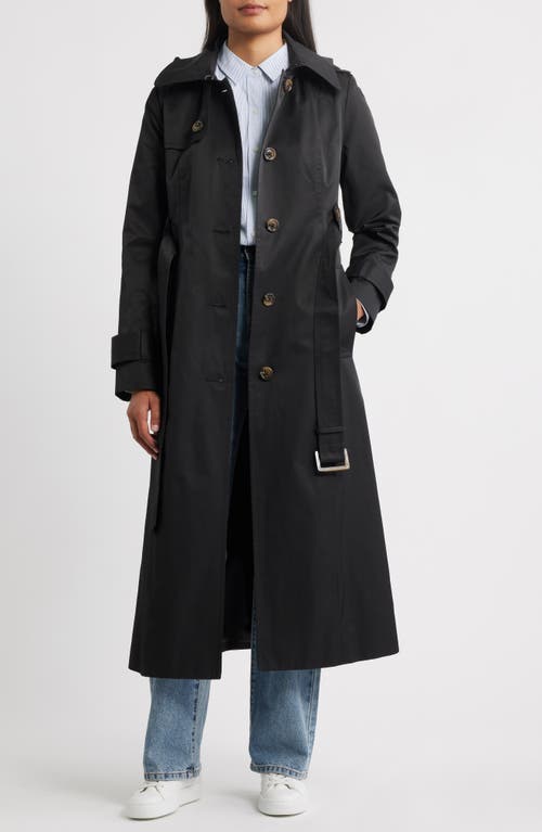 London Fog Hooded Single Breasted Maxi Trench Coat In Animal Print