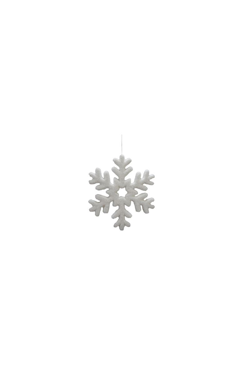 Flocked Foam Snowflake Ornament, White, Main, color, White
