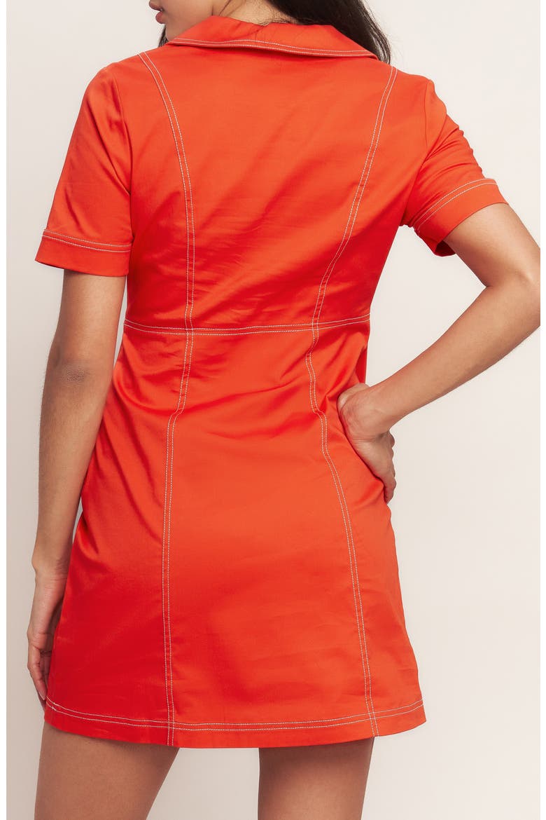 Collared Denim Dress, Alternate, color, TOMATO RED