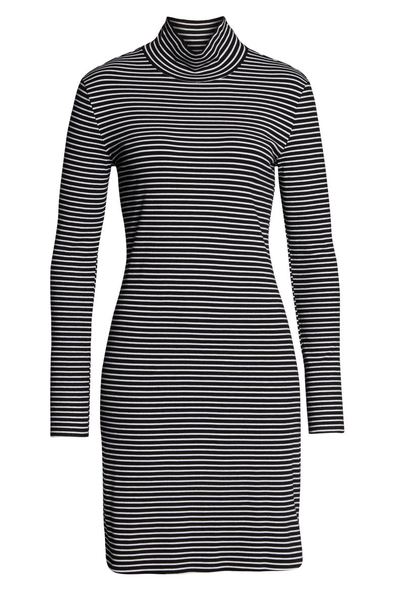 Essentials Stripe Mock Neck Dress, Alternate, color, CLASSIC STRIPE BLACK