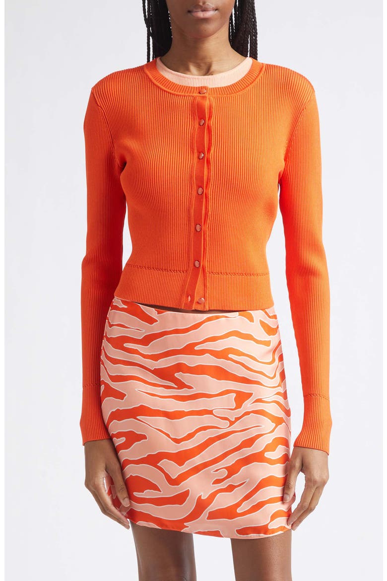 Zoe Crop Fitted Cardigan, Main, color, FLAME