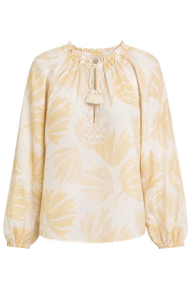 Helene Top, Alternate, color, White Neutral Large Batik Palm