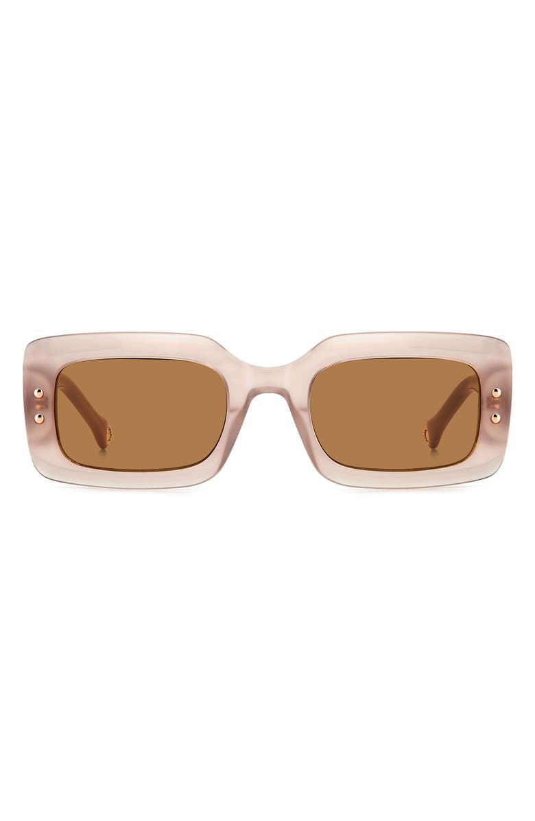 Carolina Herrera 50mm Rectangular Sunglasses, Main, color, Peach Havana
