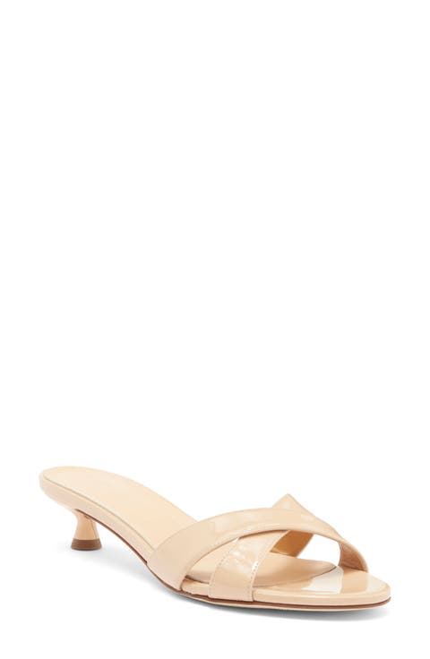 Stina Patent Leather Kitten Heel Sandal (Women)