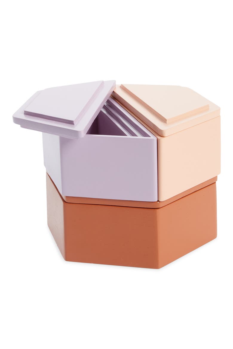 Honeycomb Stacking Jewelry Boxes, Main, color, WARM TONES