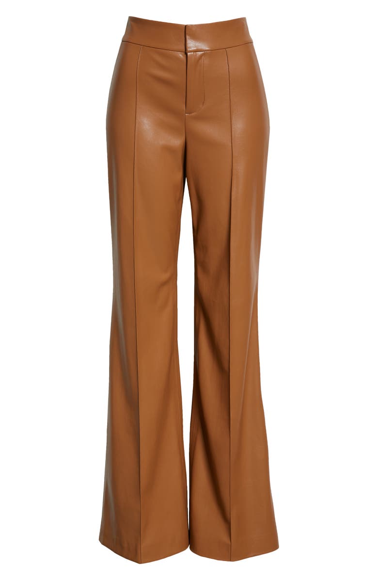 Alice + Olivia Dylan High Waist Faux Leather Wide Leg Pants, Alternate, color, Camel
