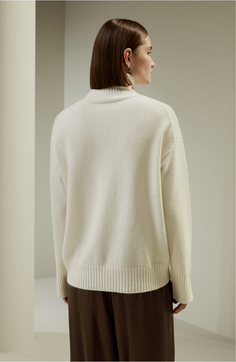 Lilysilk Turtleneck Relaxed-Fit Cashmere Sweater, Alternate, color, White