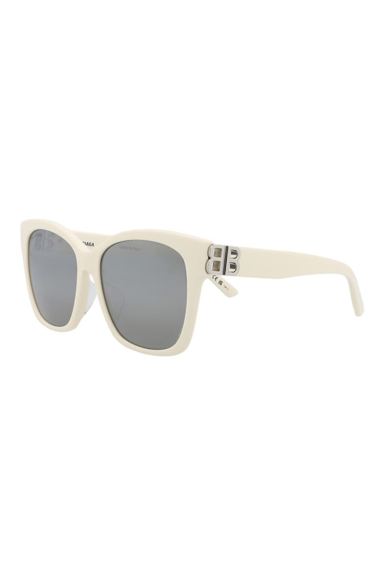 57mm Square Sunglasses, Alternate, color, WHITE SILVER SILVER