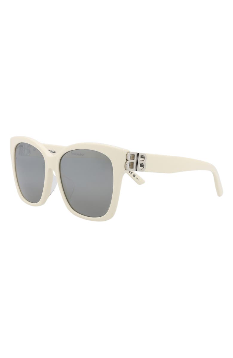 Balenciaga 57mm Square Sunglasses, Alternate, color, White Silver Silver