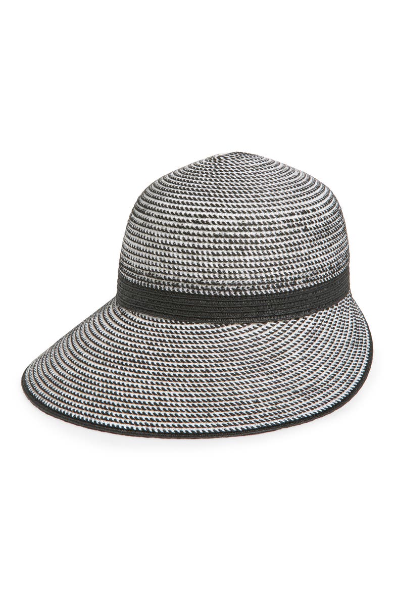 Tri-Color Texture Raffia Straw Reader Hat, Main, color, BLACK