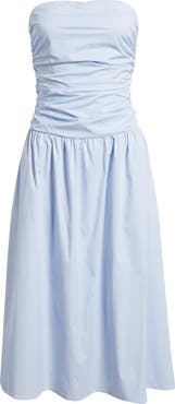 Lulus Molly Ruched Bodice Strapless A-Line Midi Dress