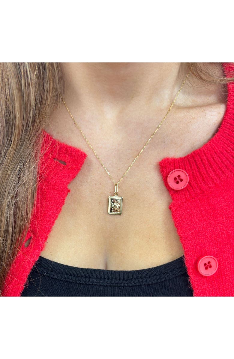 The Lovery Fine Jewelry Gold Sun Tag Necklace, Alternate, color, Yellow Gold