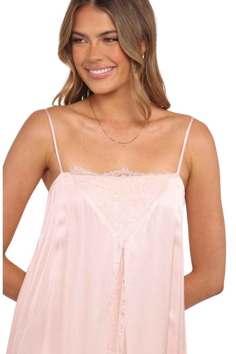 Halsey Satin & Lace Slipdress, Alternate, color, PINK