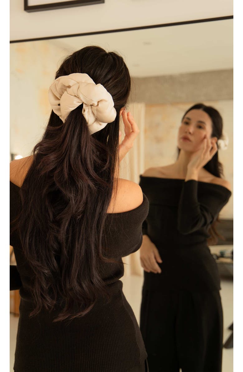 Drowsy Sleep Co. Silk Padded Scrunchie, Alternate, color, Dusty Gold