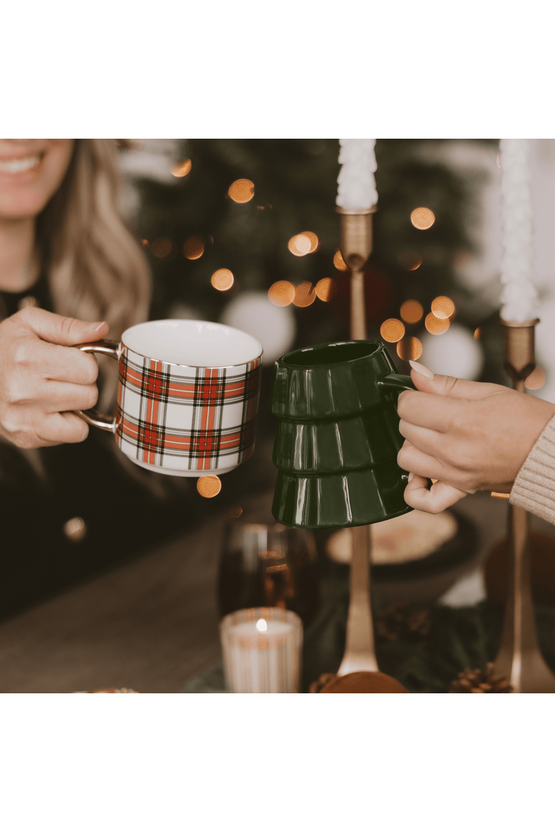 Gold Handle Holiday Coffee Mug, Alternate, color, White Plaid