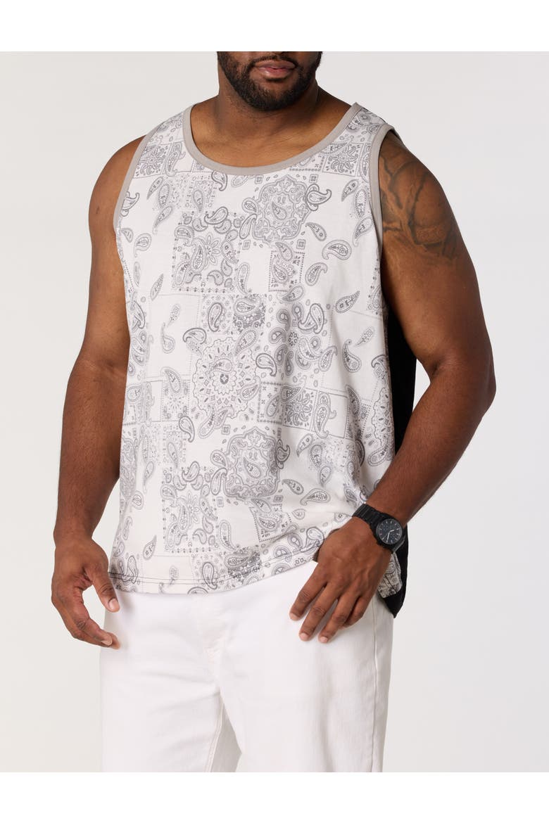 Big & Tall Paisley Print Sleeveless T-Shirt, Main, color, BLACK