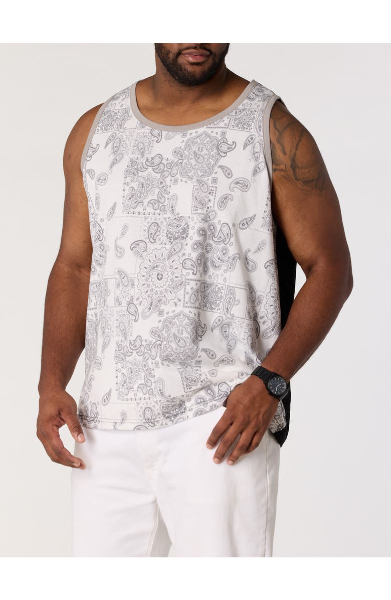 True Nation by DXL Big & Tall Paisley Print Sleeveless T-Shirt, Main, color, Black