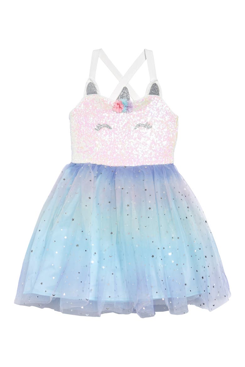 Sequin Unicorn Tutu Dress, Main, color, IVORY/ MULTI