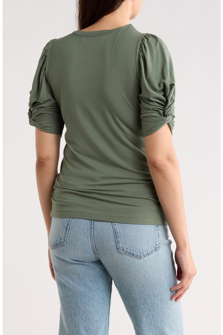 Solid Scrunched Sleeve Top, Alternate, color, SAGE