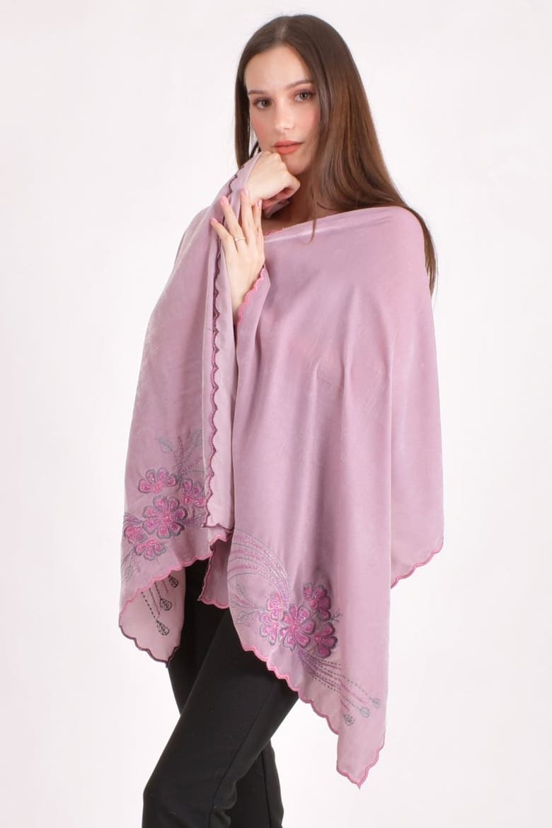 Resham & Cutdana Floral Embroidered Velvet Scarf, Alternate, color, Dusty Pink