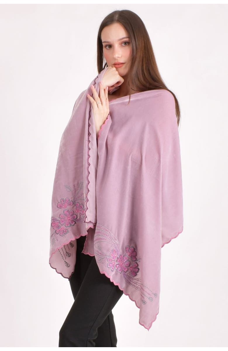 RAAS Resham & Cutdana Floral Embroidered Velvet Scarf, Alternate, color, Dusty Pink