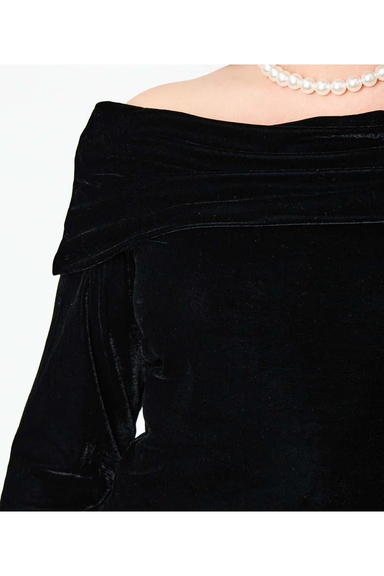 Plus Size Fold Shoulder Long Sleeve Knit Top, Alternate, color, Black