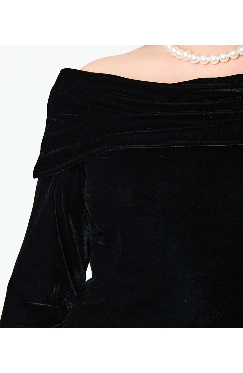 Unique Vintage Plus Size Fold Shoulder Long Sleeve Knit Top, Alternate, color, Black