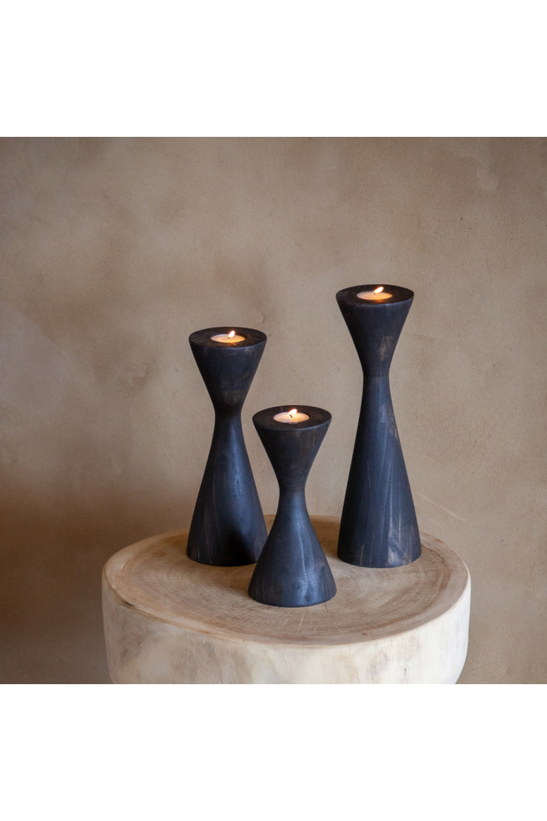 Geo Tealight Wooden Candle Holder, Alternate, color, Cognac - Large