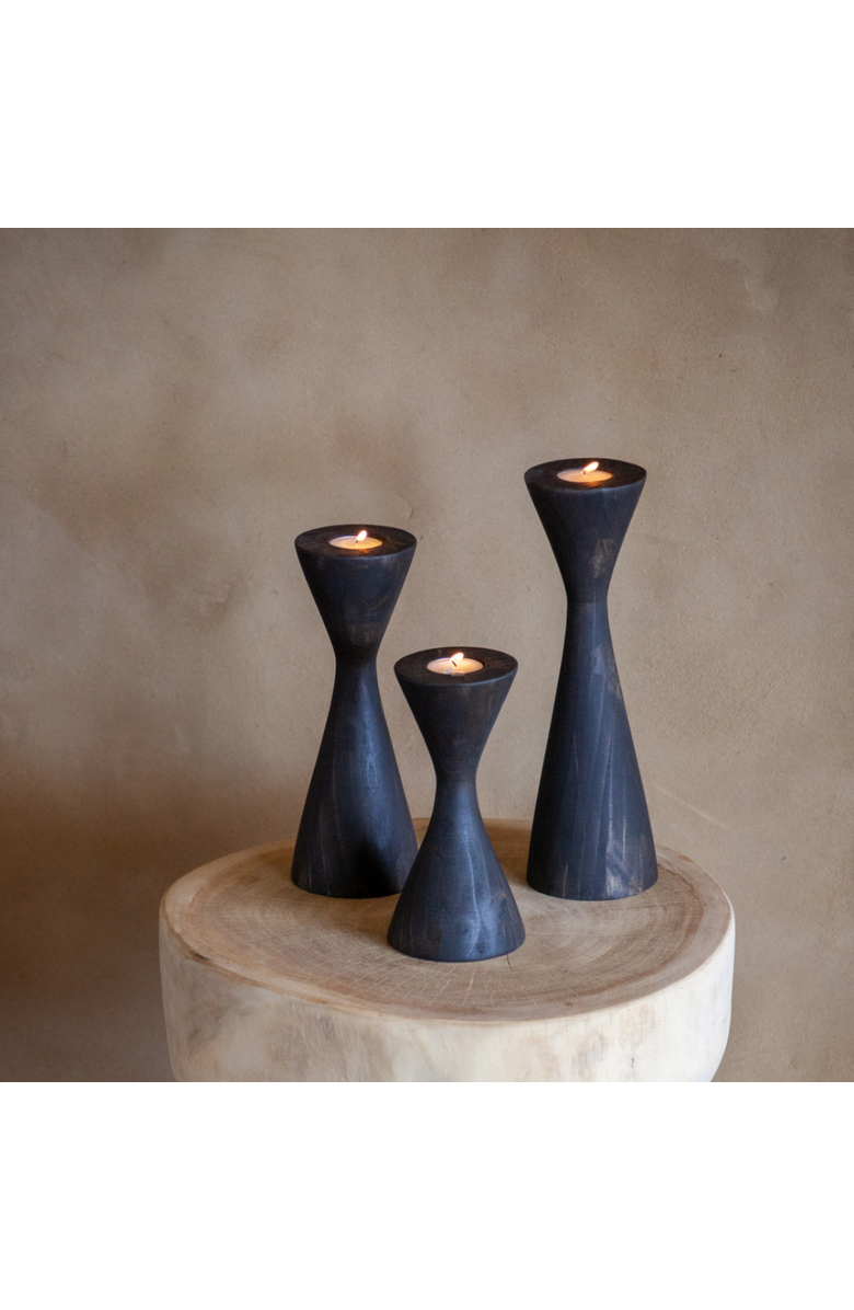 kanju Interiors Geo Tealight Wooden Candle Holder, Alternate, color, Cognac - Small