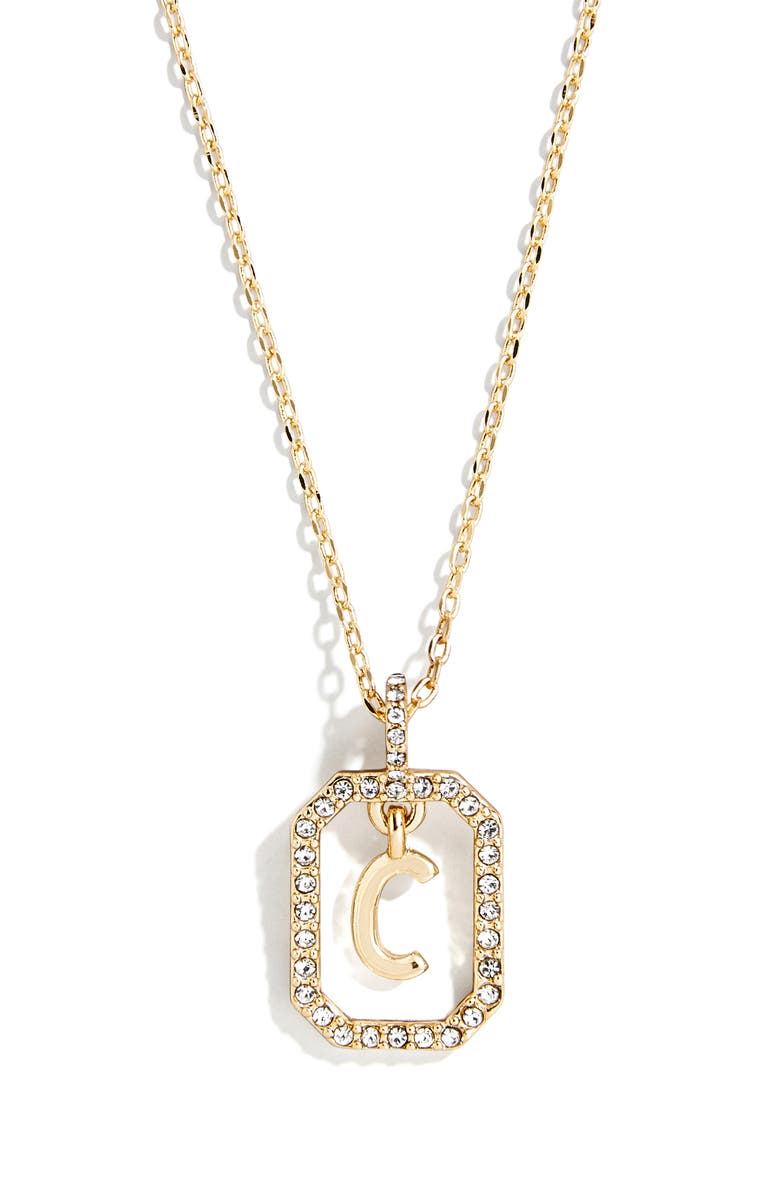 BaubleBar Alicia Intial Pendant Necklace, Main, color, Clear - C