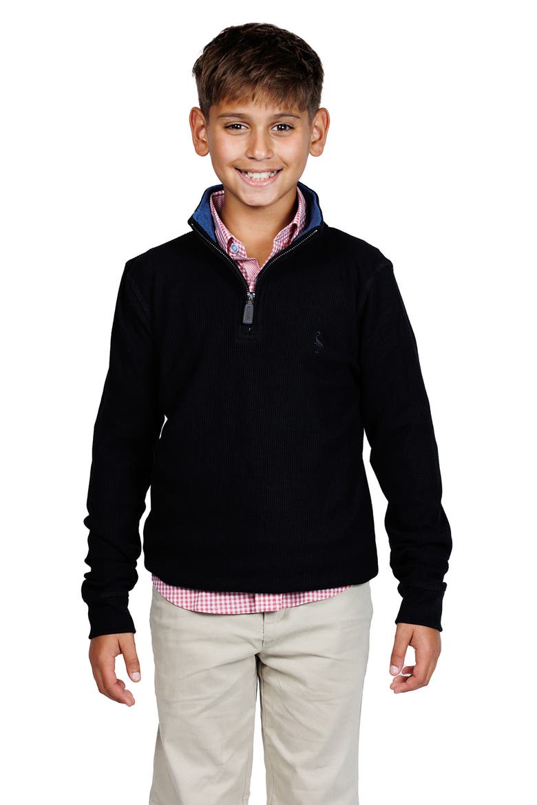 Kids' Knit Quarter-Zip Pullover, Alternate, color, BLACK HEATHER