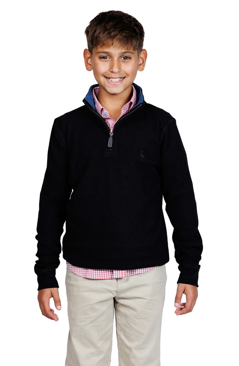 TailorByrd Kids' Knit Quarter-Zip Pullover, Alternate, color, Black Heather
