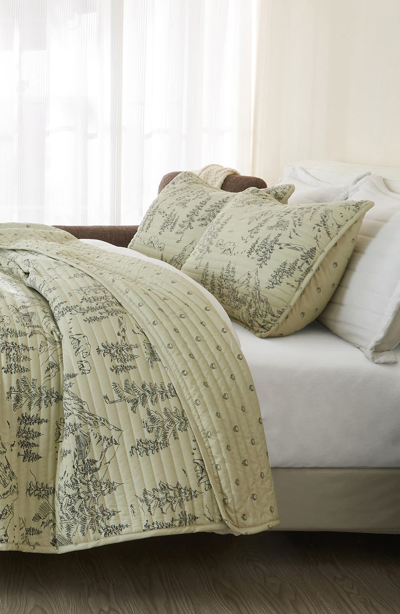 Woven & Weft Forest Lodge Themed 3-Piece Quilt Set, Alternate, color, Bear Mountain Scene