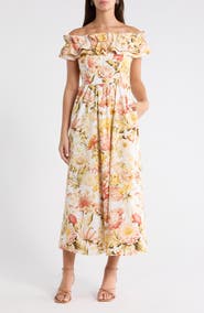 SUGARLIPS Zury Floral Jana Ruffle Maxi Dress