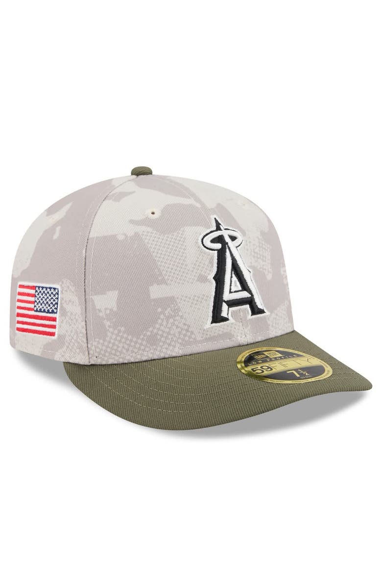 Men's New Era Light Beige/Olive Los Angeles Angels 2025 Armed Forces Day Low Profile 59FIFTY Fitted Hat, Alternate, color, Light Beige