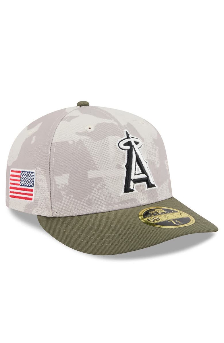 New Era Men's New Era Light Beige/Olive Los Angeles Angels 2025 Armed Forces Day Low Profile 59FIFTY Fitted Hat, Alternate, color, Light Beige