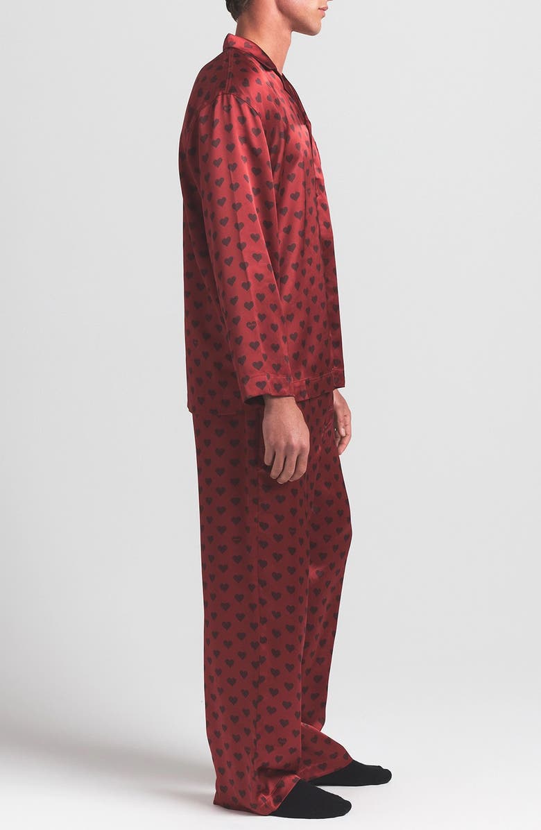 SKIMS Sleep Sateen Pajamas, Alternate, color, Red Heart Halfdrop Print