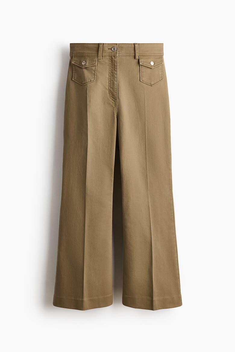 Flared Ankle-length Trousers, Alternate, color, Khaki green