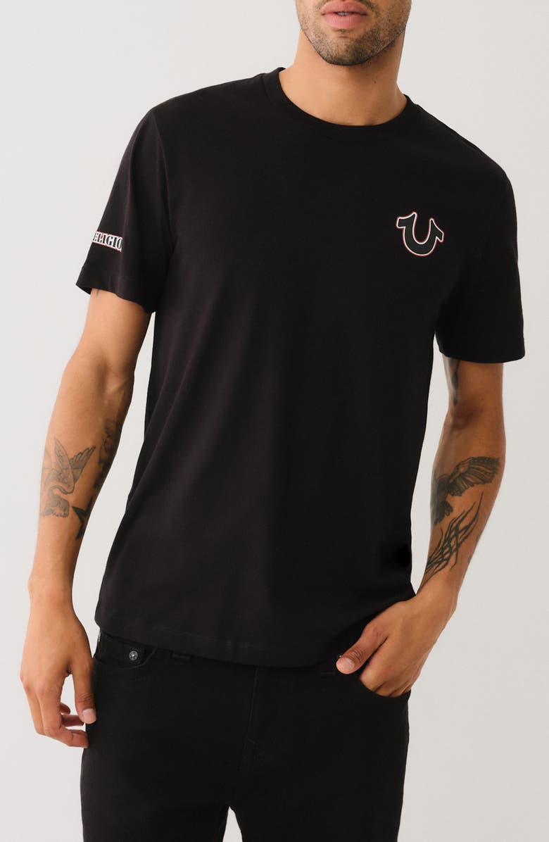 True Religion Tri Arch Logo Cotton Graphic T-Shirt, Main, color, 
