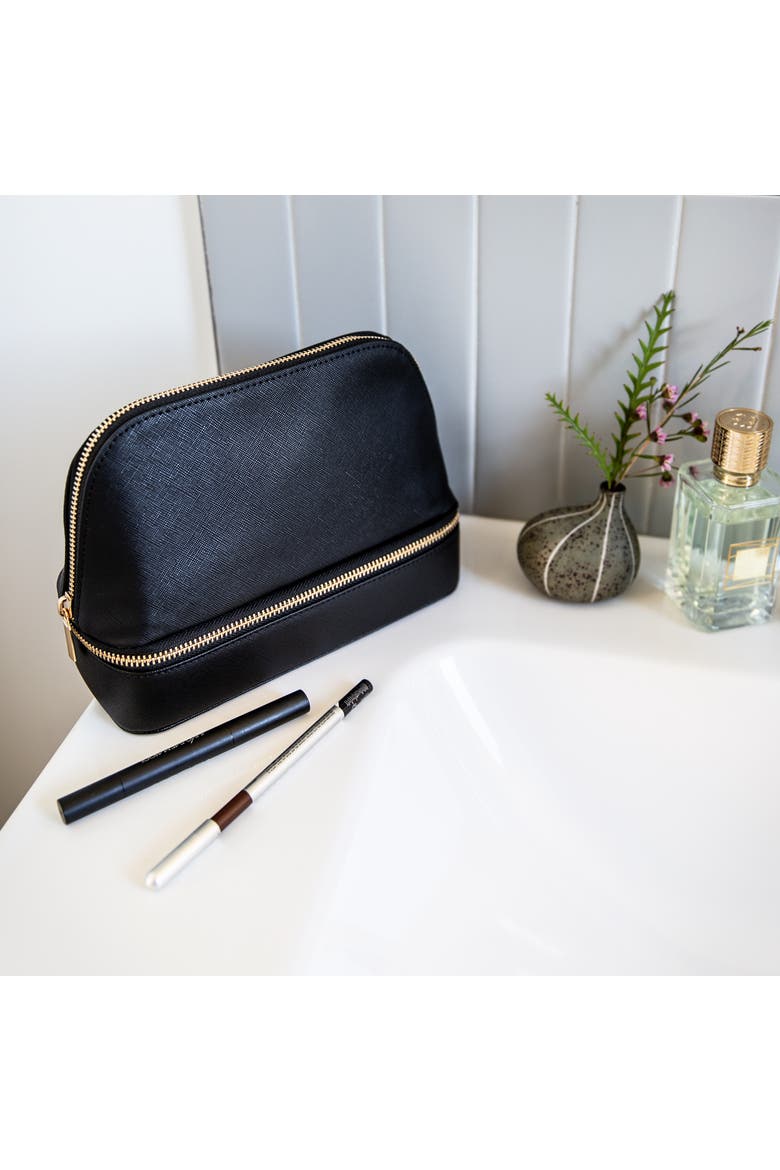 Jetsetter - The Curved Cosmetic Bag with Jewelry Organizer, Alternate, color, Black