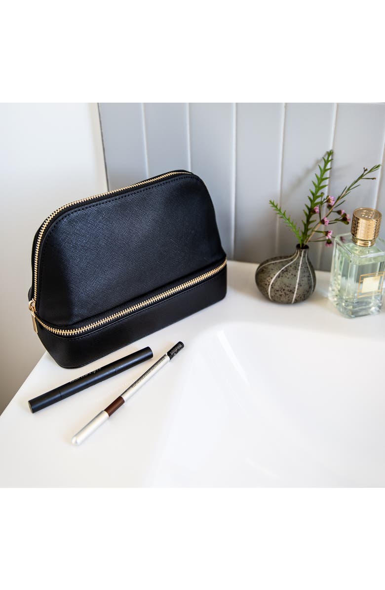 Youzey Jetsetter - The Curved Cosmetic Bag with Jewelry Organizer, Alternate, color, Black
