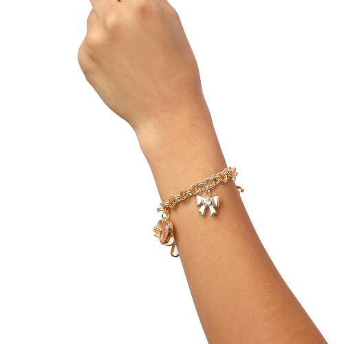 Juicy Couture Gold-tone Charm Bracelet With Bow And Pavé Details In Gold