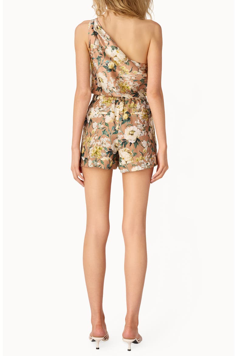 One-Shoulder Stretch Silk Bodysuit, Alternate, color, MORNING FLOURISH
