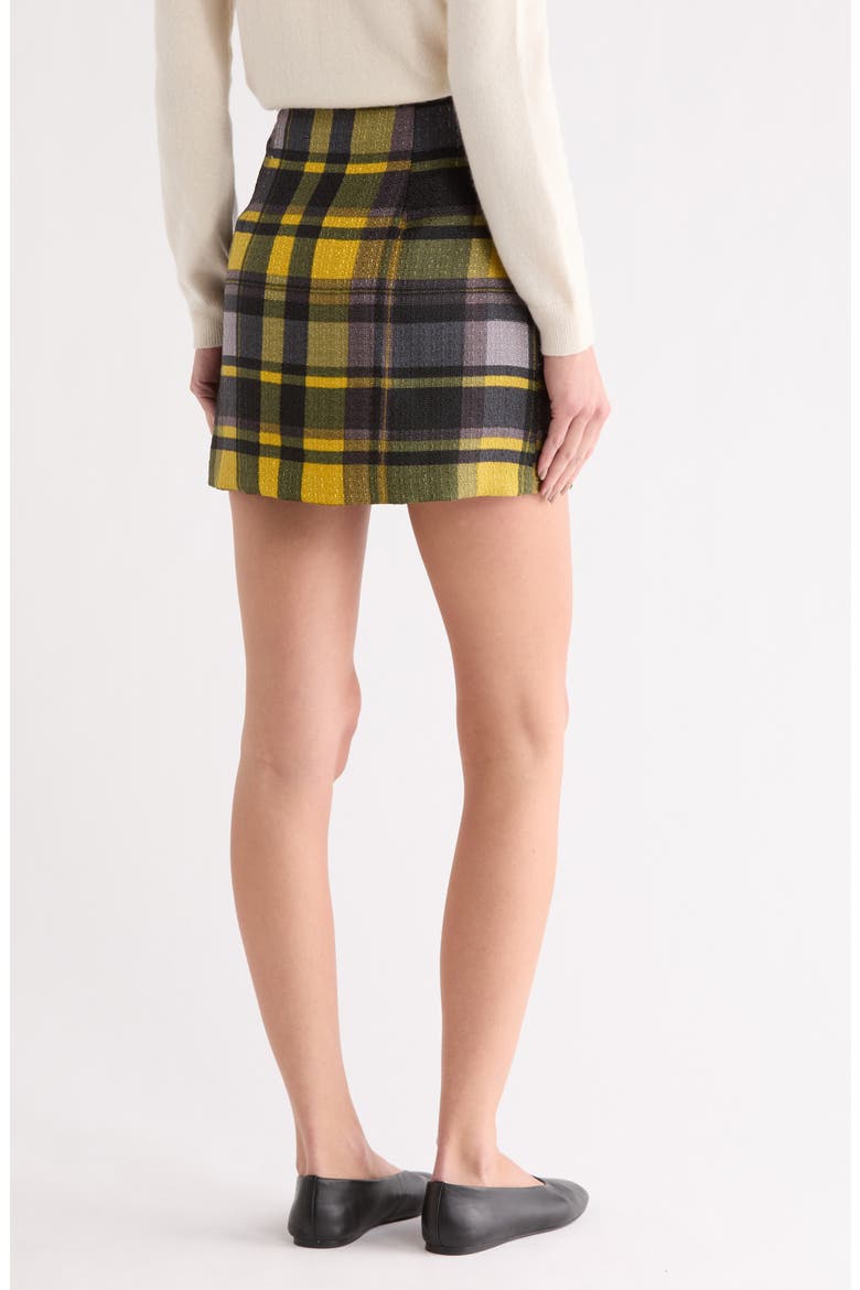 Buckle Plaid A-Line Miniskirt, Alternate, color, CITRON